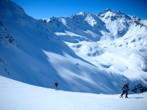 Ski touring up Wild Ebene with Kaltenburg framing the shot.