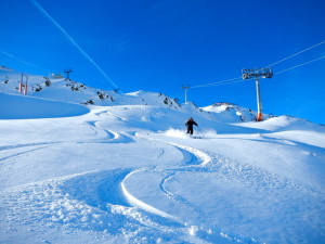 Dec 4th Powder skiing next to the new Tanzboden 6 person lift.