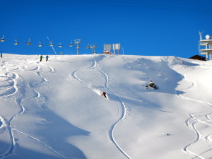 Powder skiing on opening day!