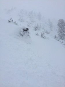 Powder skiing at its best down from Kapall.